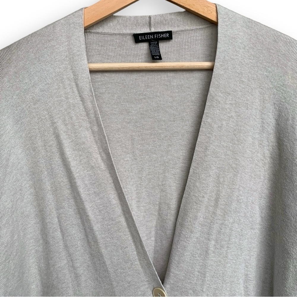 Eileen Fisher Cardigan L Pearl Cotton Silk Blend - Picture 6 of 13